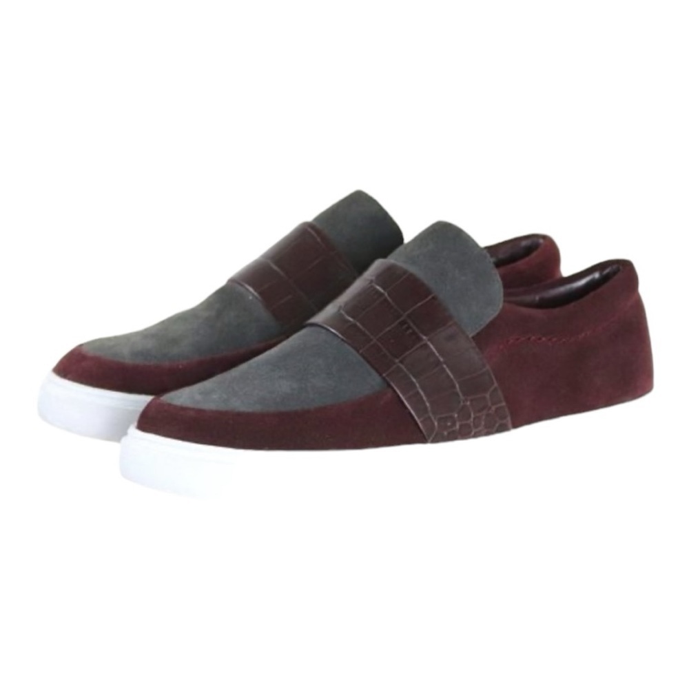Clarks Somerset Burgundy and Grey Suede Slip On Sneaker Size 9/40